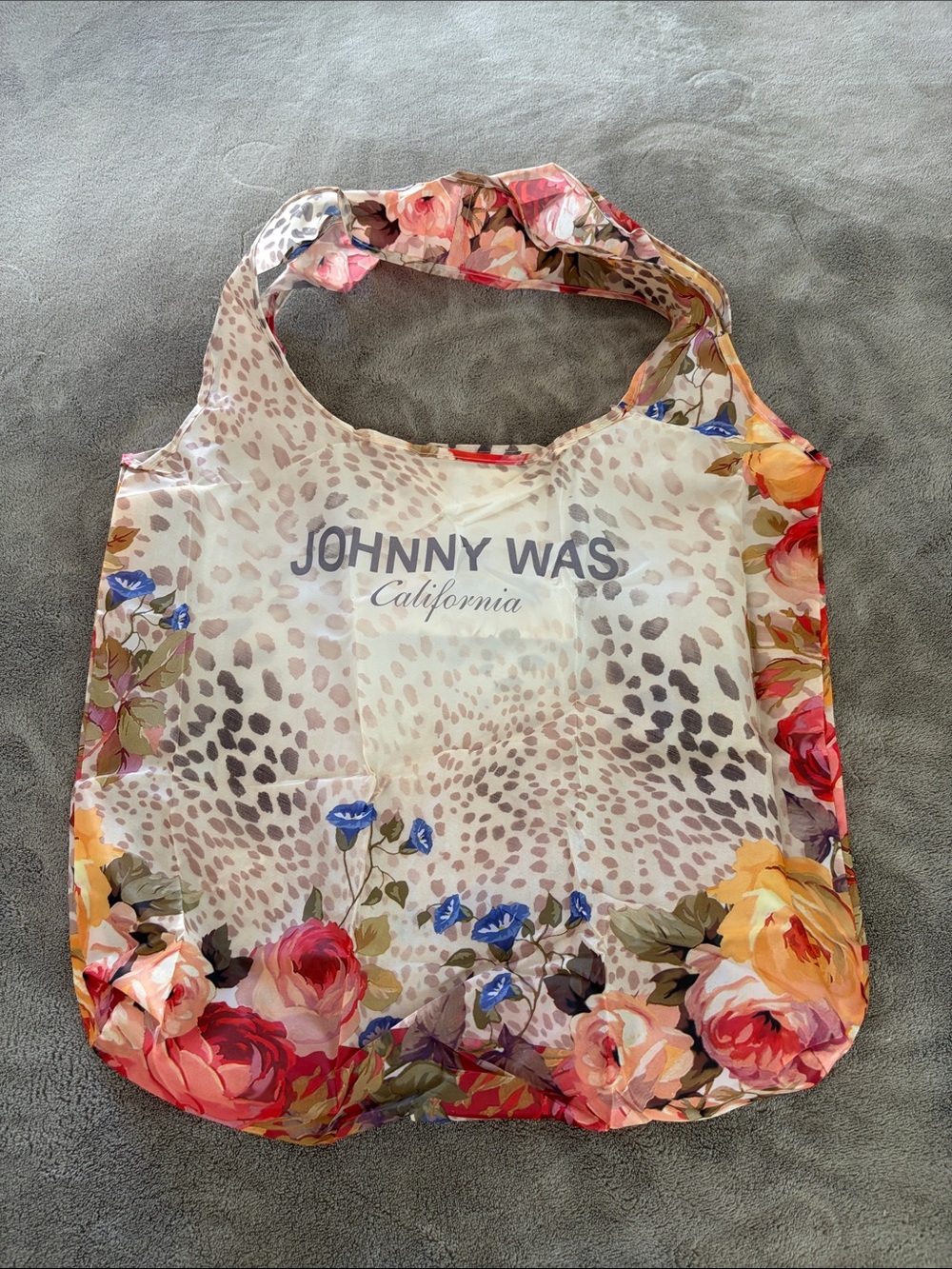 Johnny Was CA Floral & Leopard Print Foldable Tote! Cream, Pink, Yellow, Blue!